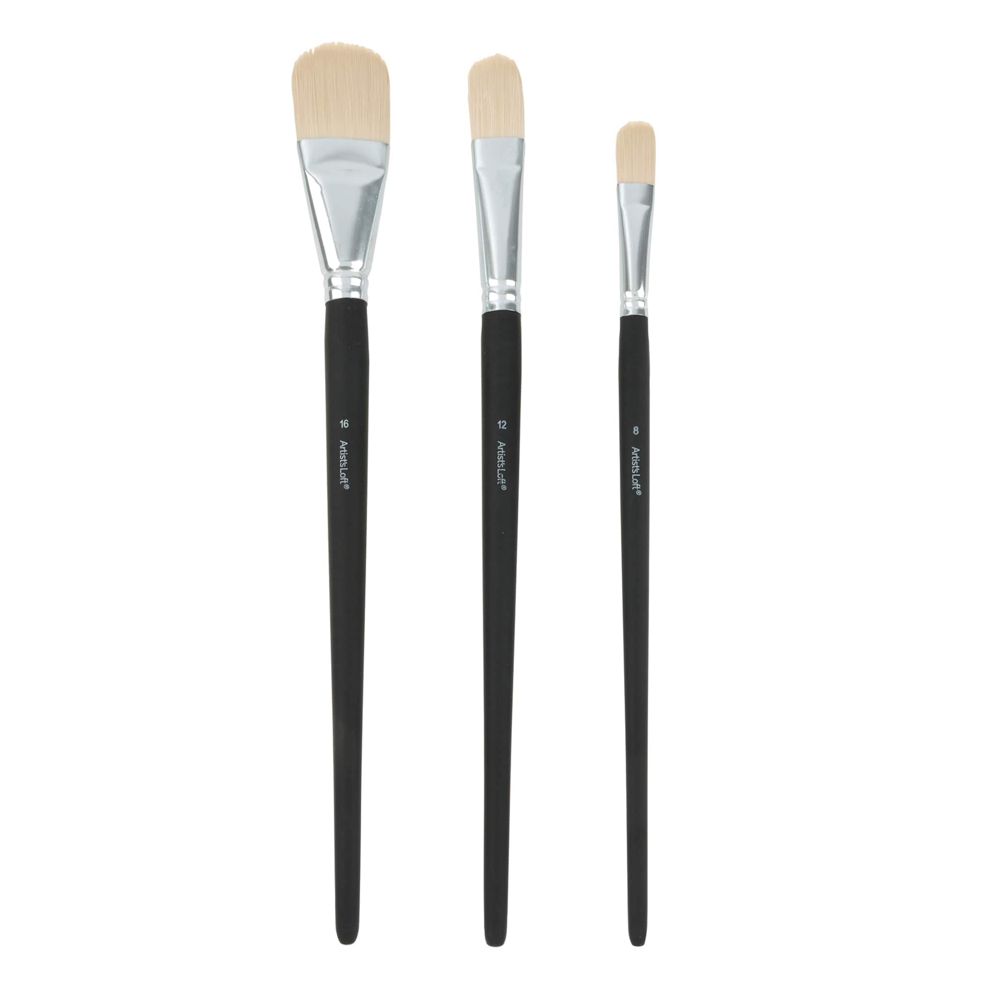 Filbert White Taklon 3 Piece Long Handle Oil & Acrylic Brush Set by Artist's Loft®